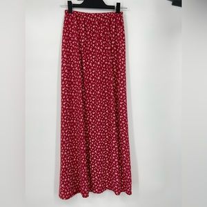 Brandy Melville Red and White Floral Maxi Skirt